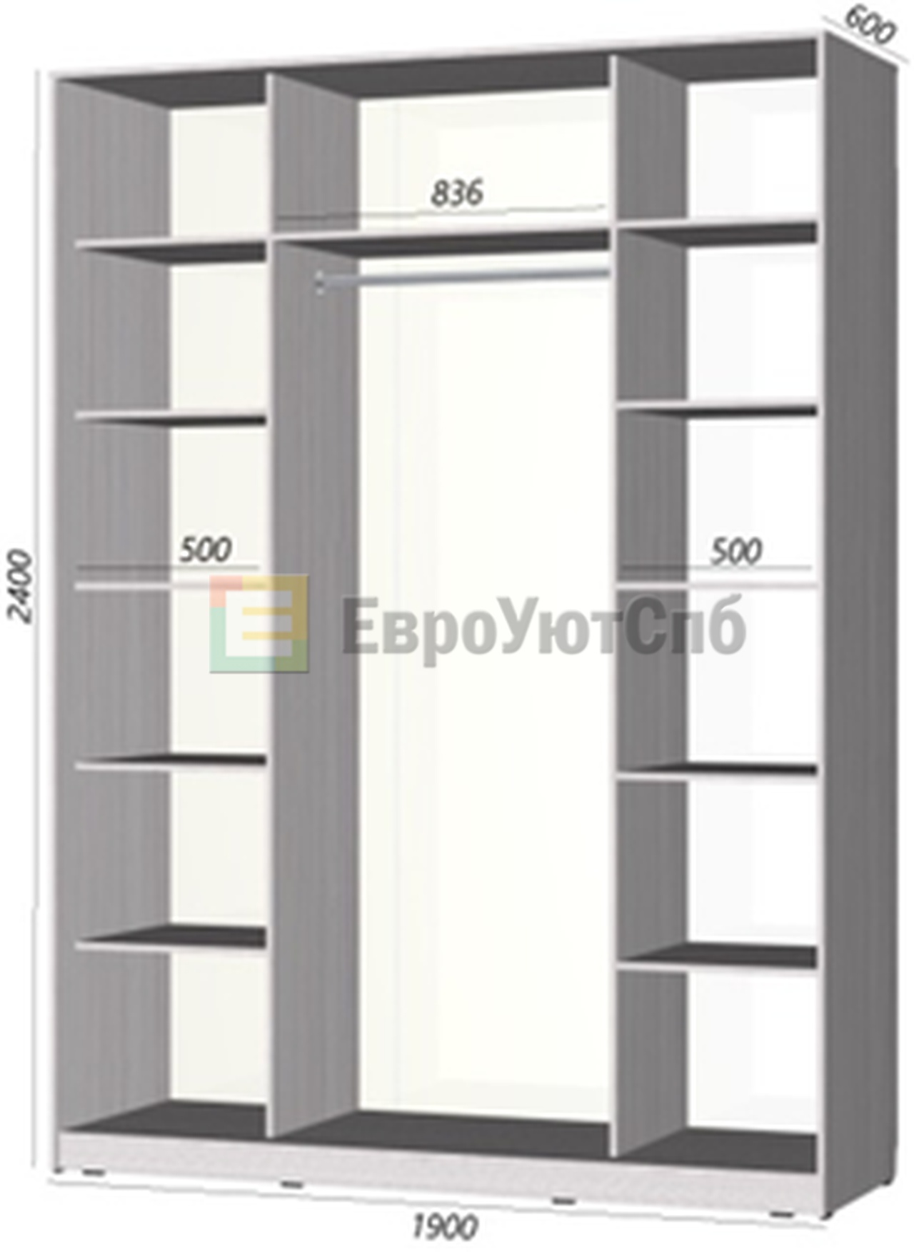 Белый шкаф купе с делителями