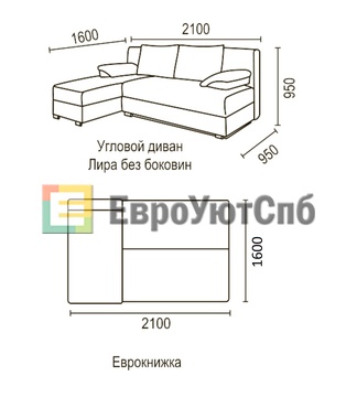 Схема Угловой диван Лира без боковин