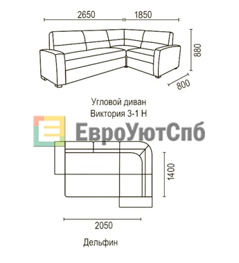 Схема углового дивана Виктория 3-1 